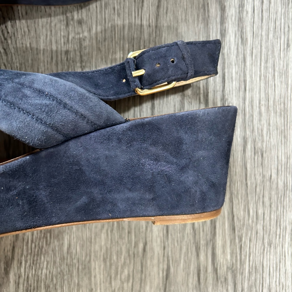 J Crew Blue Suede Wedge Sandals | 8 - Picture 5 of 9